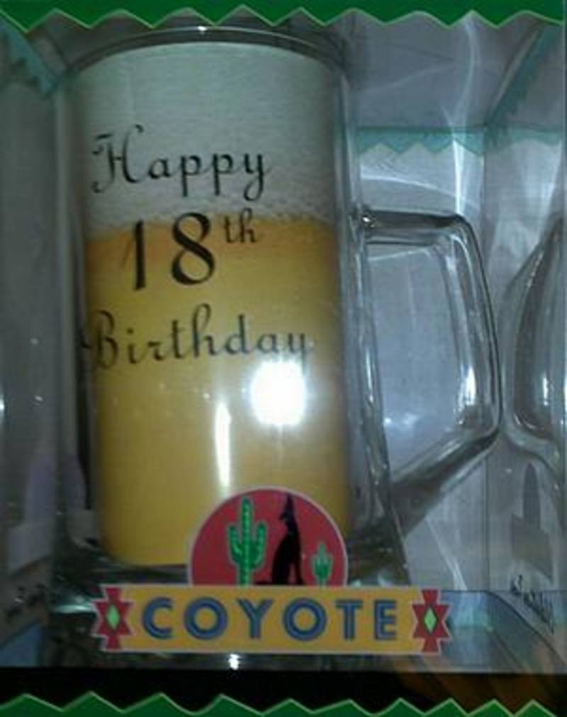 Coyote Happy 18th Glass Stein