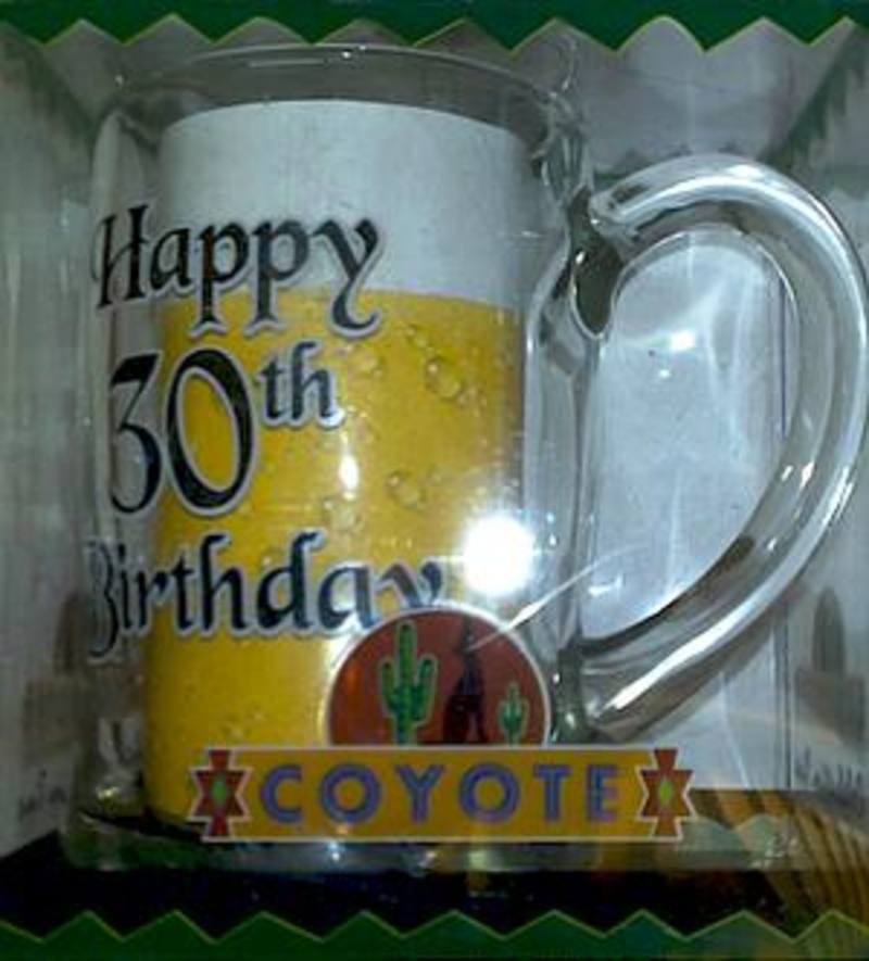 Coyote Happy 30th Birthday Glass Stein
