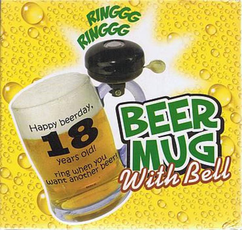 Happy 18th Beerday Beer Mug with Bell