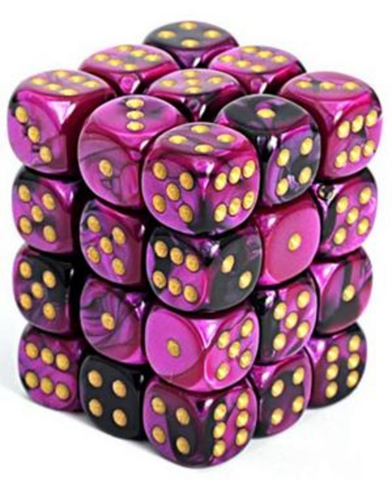 Gemini D6 12mm Black-Purple w/gold (36CT)