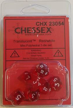 Buy Mini Transparent Red/White Polyhedral 7-Die Set in AU New Zealand.