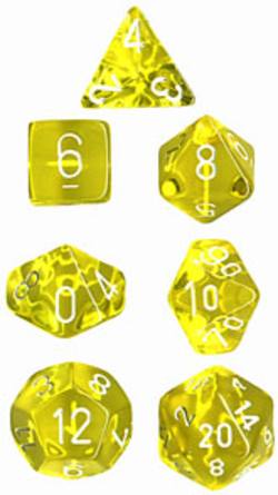 Buy Translucent Yellow w/White Polyhedral 7-Die Set in AU New Zealand.