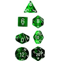 Buy Translucent Green w/White Polyhedral 7-Die Set in AU New Zealand.
